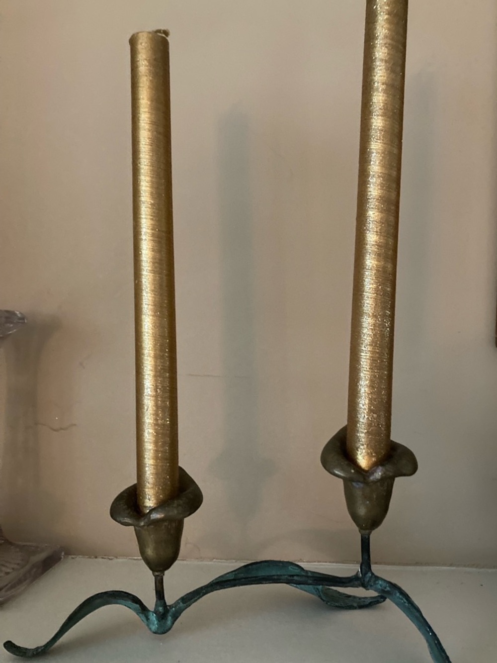 Candlestick, double Tulips and Leaves